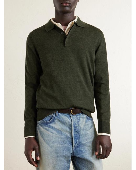 NN07 Green Emerson 6605 Wool Polo Shirt for men