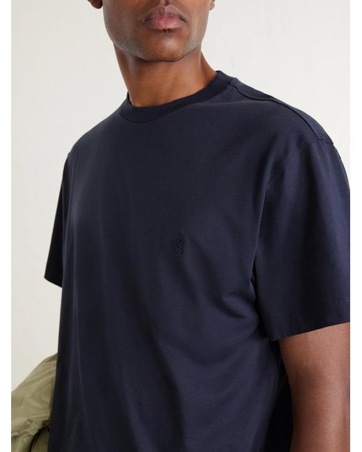 Jil Sander Blue Three-Pack Logo-Appliquéd Cotton-Jersey T-Shirts for men