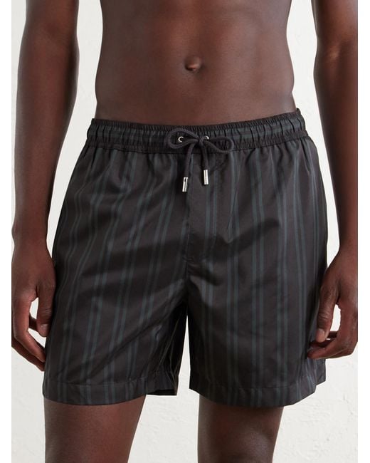 Mr P. Gray Straight-Leg Mid-Rise Striped Swim Shorts for men