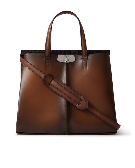 Berluti Brown Luti 38 Venezia Leather Tote Bag for men