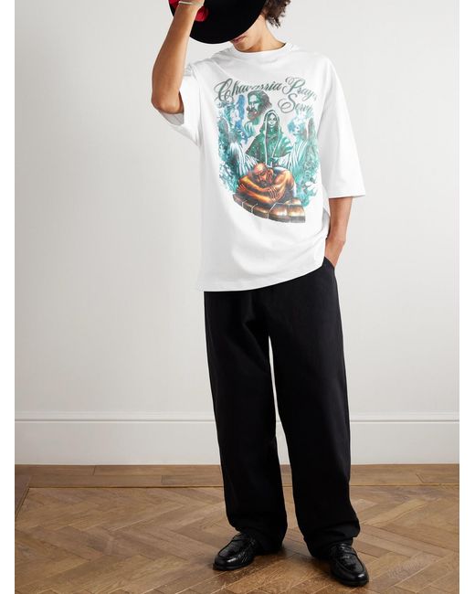 Willy Chavarria White Prayer Services Northsider Printed Cotton-Jersey T-Shirt for men