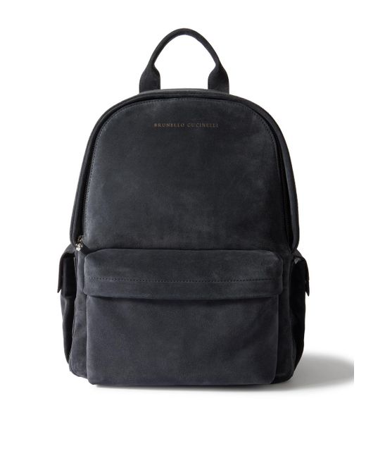 Brunello Cucinelli Black Suede Backpack for men