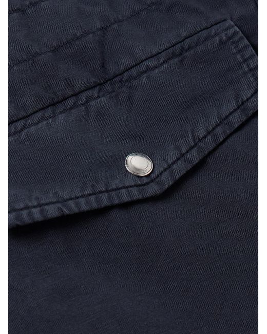 Mr P. Blue Cotton And Linen-Blend Twill Field Jacket for men