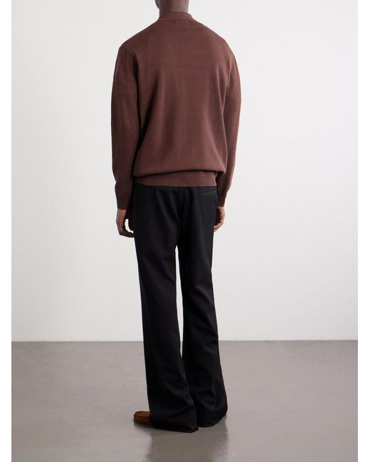 Beams Plus Brown Knitted Polo Shirt for men
