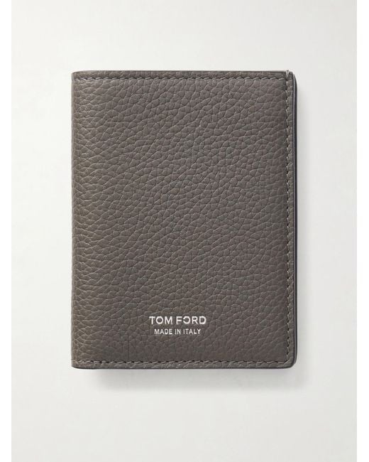 Tom Ford Gray T Line Leather Folding Cardholder for men