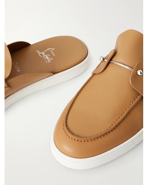 Christian Louboutin White Chanme Embellished Leather Mules for men