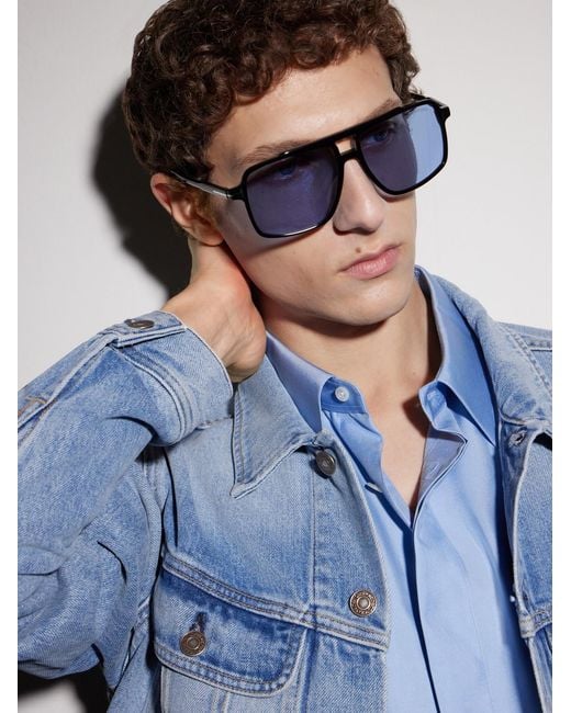 Tom Ford Blue Kemp Aviator-Style Acetate Sunglasses for men