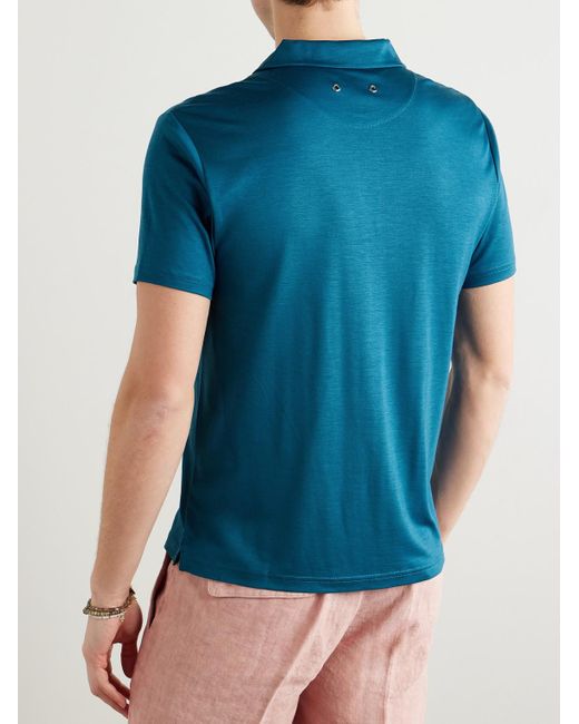 Vilebrequin Blue Pirinol Tencel Lyocell Polo Shirt for men