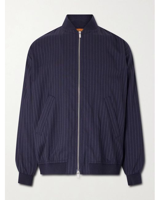 Barena Blue Gabier Fulgor Striped Wool-blend Bomber Jacket for men