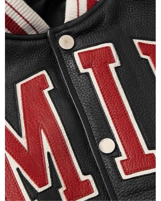 Amiri Black Leather Bomber Jacket for men