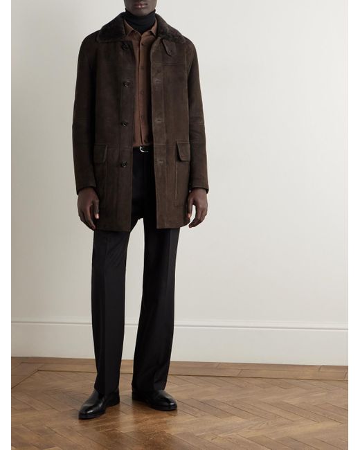 Zegna Brown Shearling Coat for men