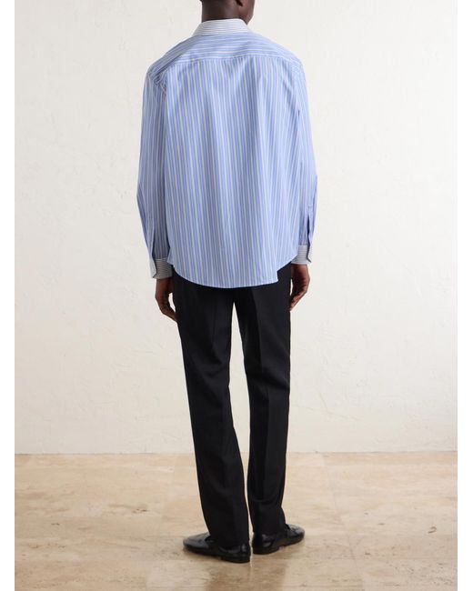 Saint Laurent Blue Striped Cotton-poplin Shirt for men