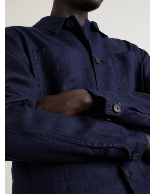 Mr P. Blue Linen Overshirt for men