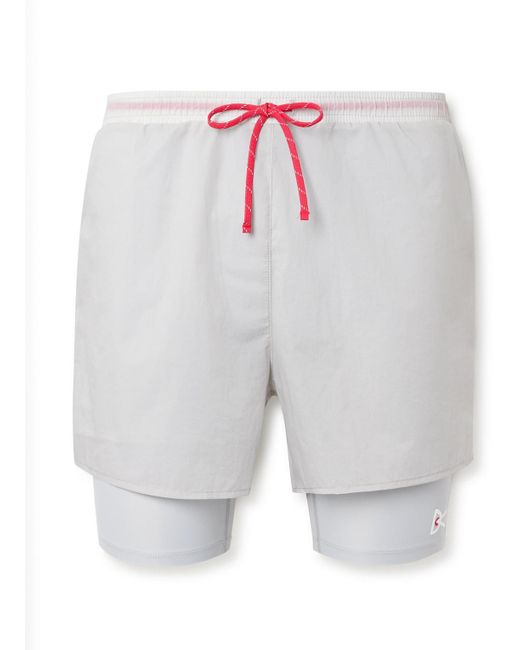 District Vision Gray Straight-leg Layered Logo-print Nylon-ripstop Drawstring Shorts for men