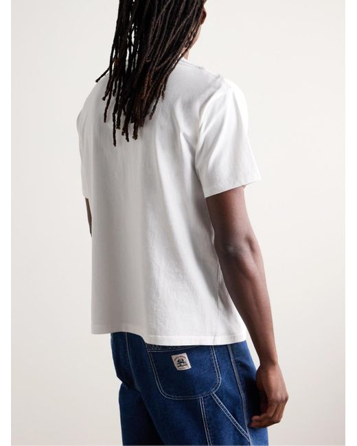 Bode T-Shirt aus Baumwoll-Jersey mit Logostickerei in White für Herren