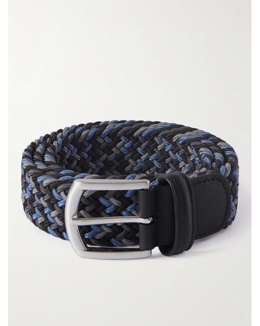 Cintura intrecciata elasticizzata con finiture in pelle di Andersons in Blue da Uomo