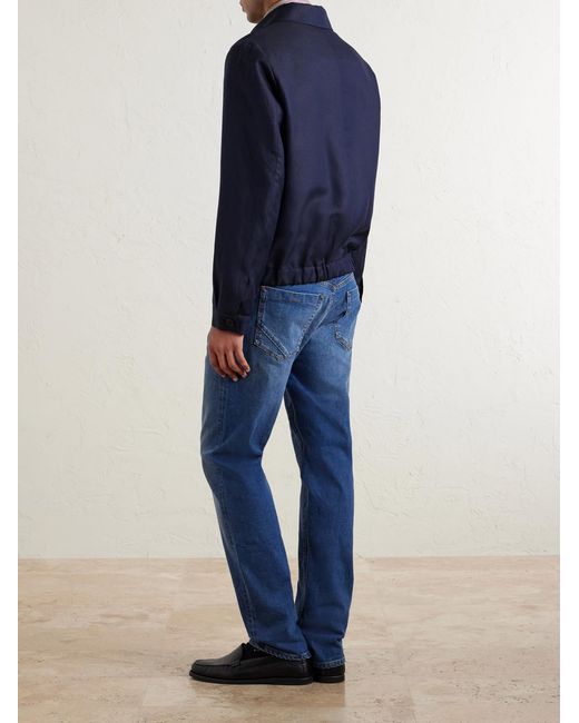 Slowear Blue Wool And Linen-blend Bomber for men
