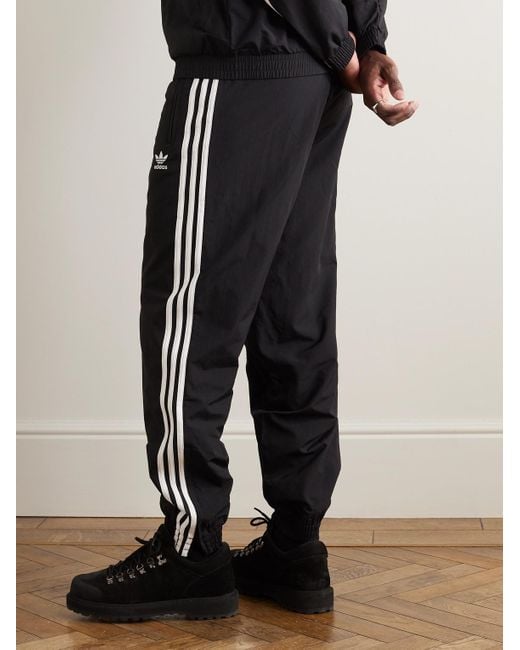 Adidas Originals Black Logo-embroidered Striped Shell Sweatpants for men