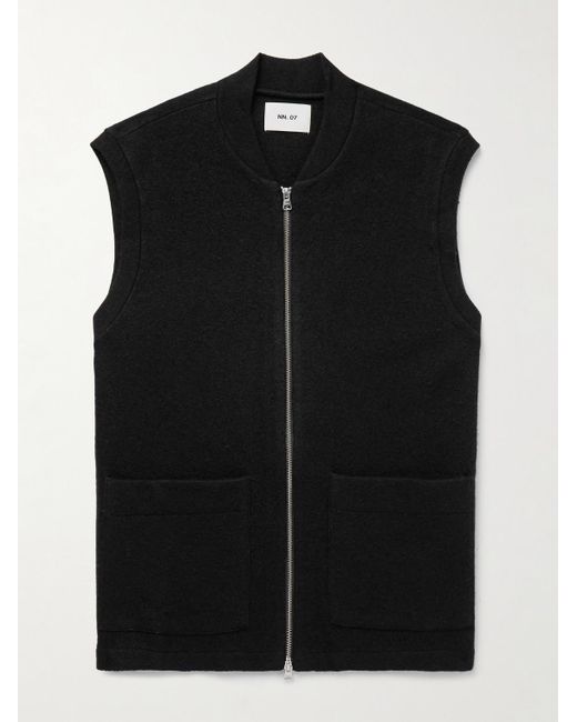 NN07 Black 6398 Boiled Wool Gilet for men