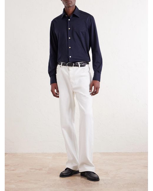 Kiton Blue Cotton-Jersey Shirt for men