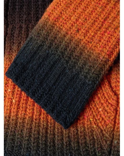 Sacai Brown Dégradé Garment-dyed Ribbed Wool Zip-up Cardigan for men