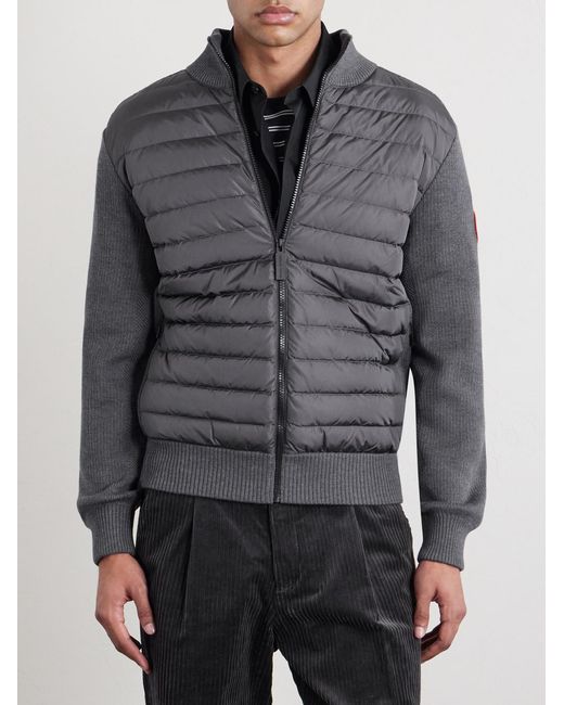 Canada Goose Gray Hybridge Slim-Fit Quilted Down Shell And Merino Wool Jacket for men