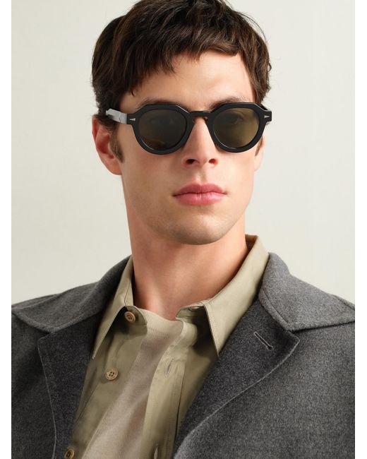 Ahlem Black Grenelle Round-Frame Acetate Sunglasses for men