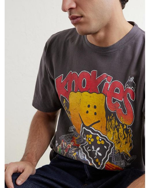 Kapital Gray Buster Peckish Bowy Printed Cotton-Jersey T-Shirt for men