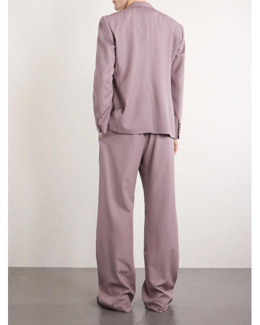 Dolce & Gabbana Purple Straight-Leg Virgin Wool Drawstring Suit Trousers for men