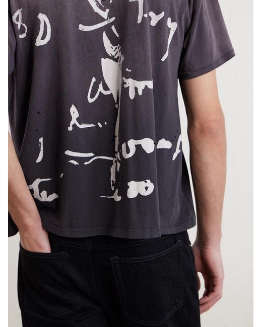 Enfants Riches Deprimes Blue Anti-Intellectual Ethic Distressed Printed Cotton-Jersey T-Shirt for men