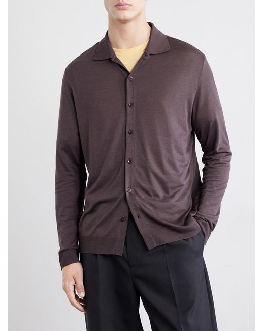Altea Purple Julius Lyocell And Cotton-Blend Jersey Shirt for men