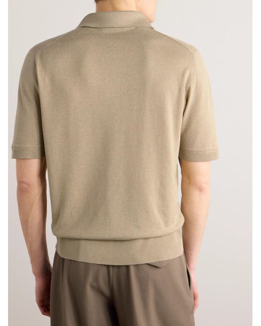 Loro Piana Natural Silk And Linen-blend Polo-shirt for men