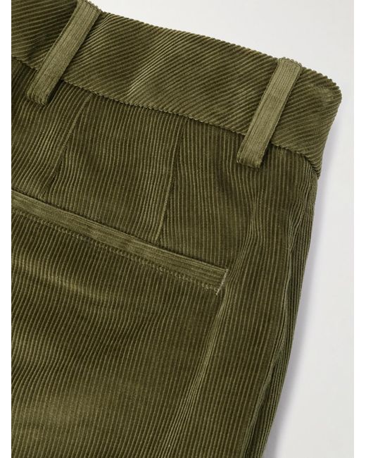 James Purdey & Sons Green Straight-Leg Cotton-Corduroy Trousers for men