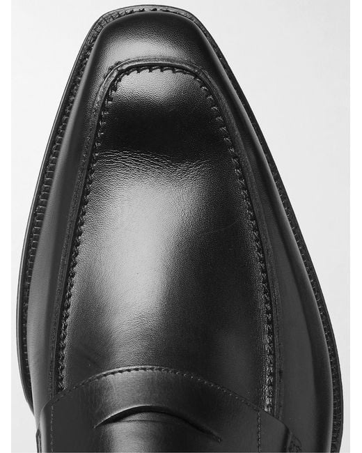 George Cleverley Black George Leather Penny Loafers for men