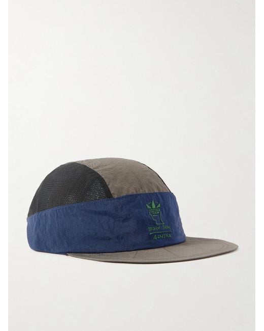 Adidas Originals Blue Brain Dead Logo-Embroidered Recycled-Shell And Mesh Cap for men