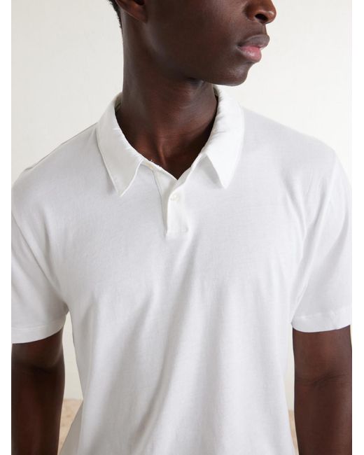 James Perse White Lotus Cotton-jersey Polo Shirt for men