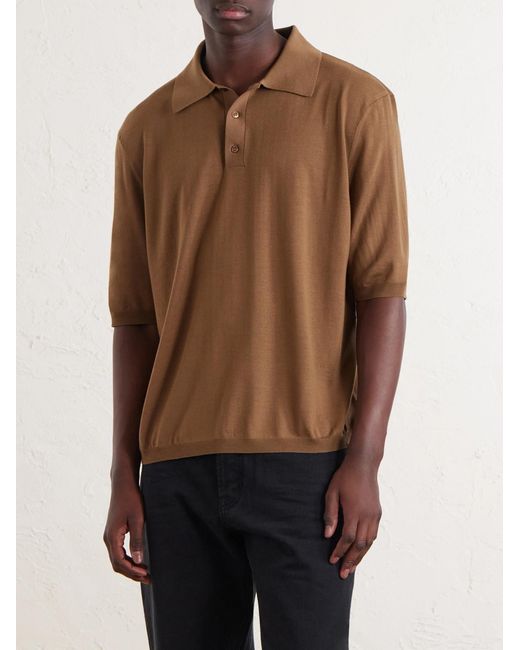 Saint Laurent Natural Wool Polo Shirt for men