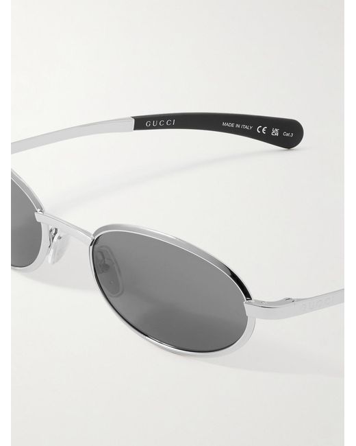 Gucci Metallic Oval-Frame-Tone Sunglasses for men