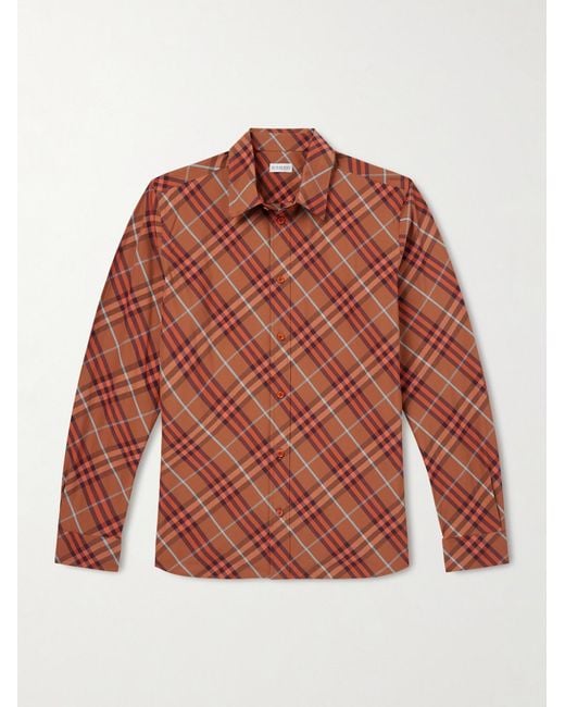 Burberry Red Robert Checked Cotton Shirt for men