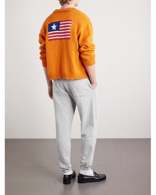 CHERRY LA White Western Athletic Embroidered Cotton-blend Jersey Sweatpants for men
