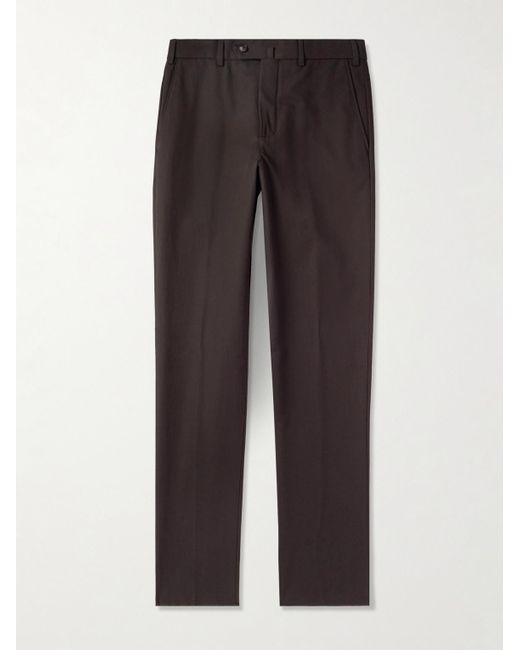 Loro Piana Brown Carlo Hyannis Tapered Cotton-Blend Trousers for men
