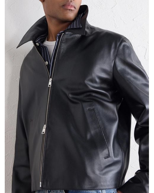 AMI Black Leather Jacket for men