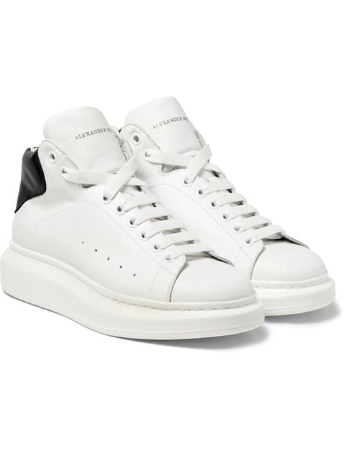 Alexander McQueen White Exaggerated-sole Leather High-top Sneakers for men