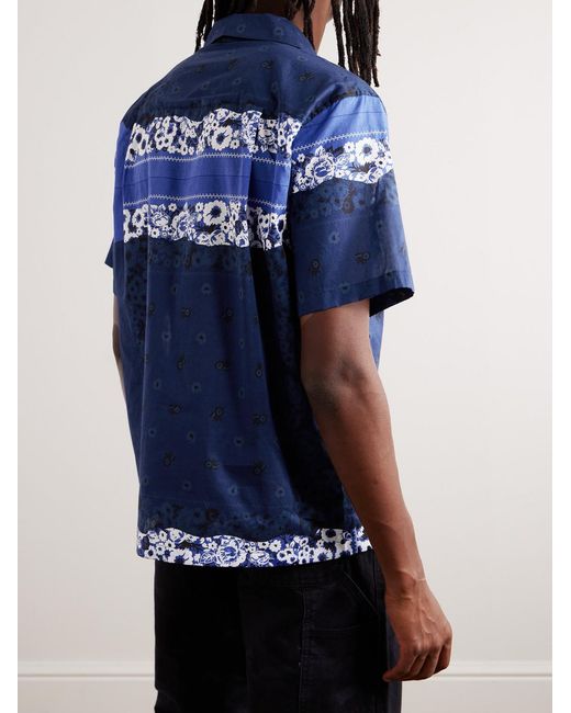 Noma T.D Blue Camp-Collar Printed Cotton-Sateen Shirt for men