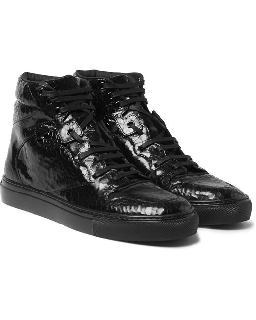Balenciaga Patent-leather High-top Sneakers in Black for Men | Lyst