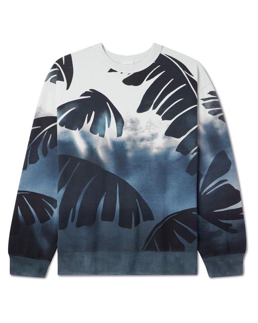 Dries Van Noten Blue Printed Cotton-jersey Sweatshirt for men