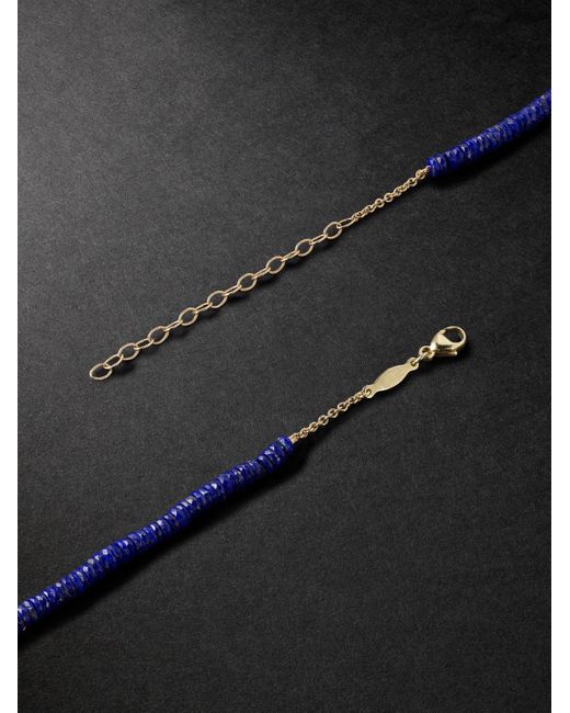 Collana in oro 14 carati con perline in lapislazzuli Prayer Box di Jacquie Aiche in Blue da Uomo