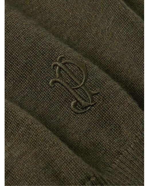 Linton Logo-Embroidered Wool Half-Zip Sweater di James Purdey & Sons in Green da Uomo