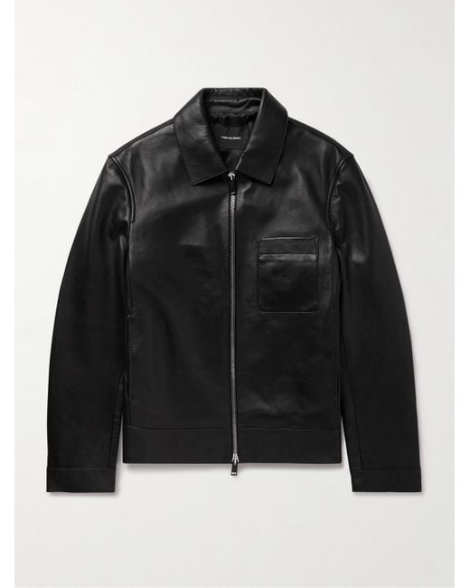 Yves Salomon Black Leather Jacket for men