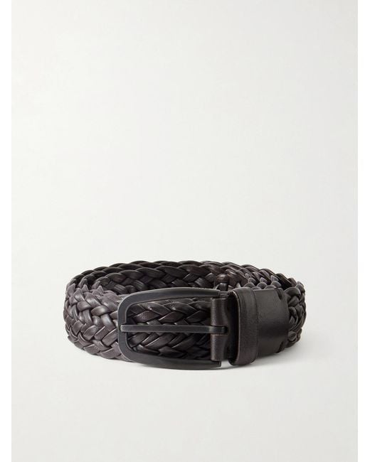 Zegna Brown 3.2cm Braided Leather Belt for men